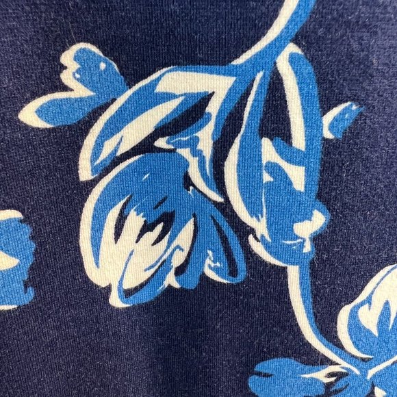 Lands End Dress 18 Blue Sheath‎ Floral Ponte Knit Stretch Pockets Sleeveless - Picture 8 of 12